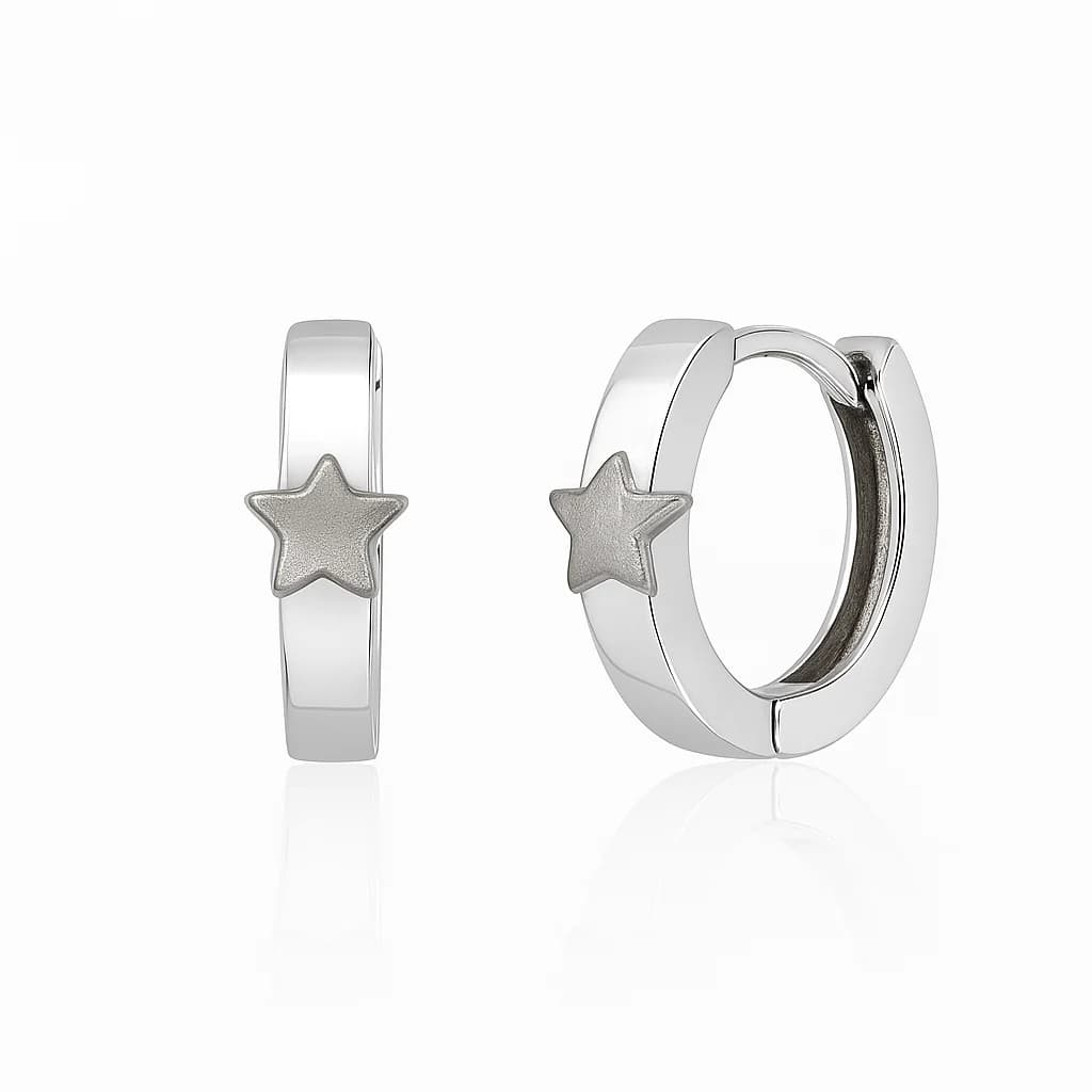 Brand Avenue 925 Silver Matt Shine Hoop Earrings