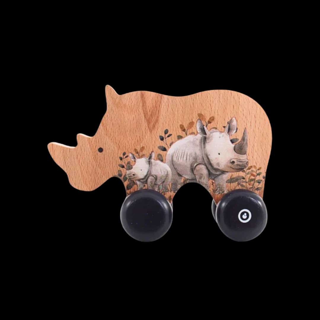 Grow Baby Wooden Push Toy, Rhino