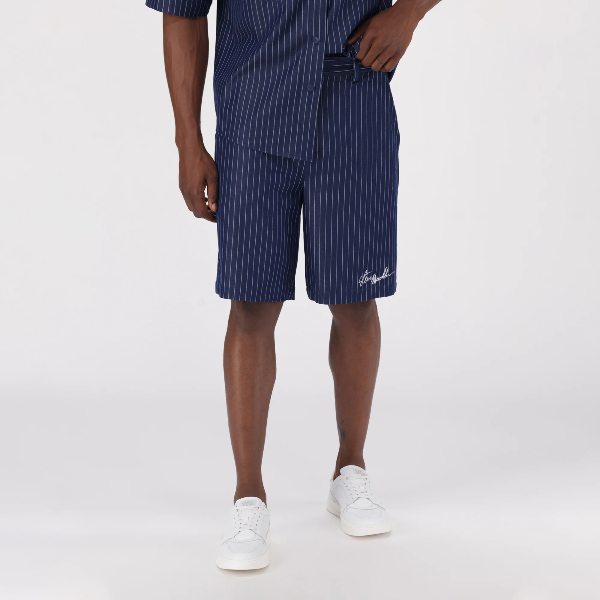 PATRICK NAVY PIN STRIPE SHORTS
