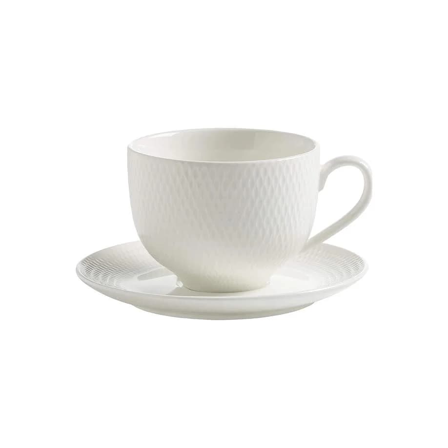 Maxwell & Williams 220ml White Basics Diamonds Tea Cup & Saucer