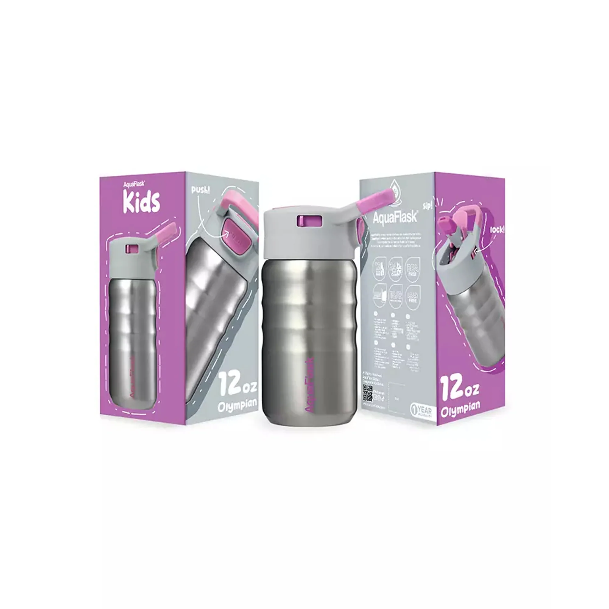 Aquaflask Kids Straw Sip 355ml Flask Olympian