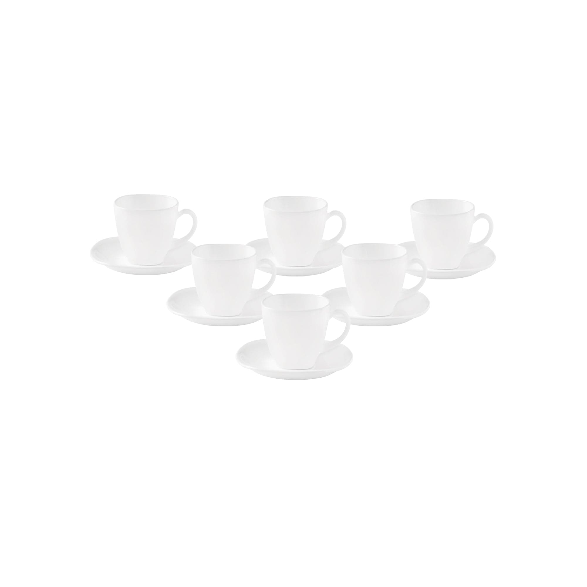 La Opala 6 Piece Quadra Plain White Cup & Saucer Set White