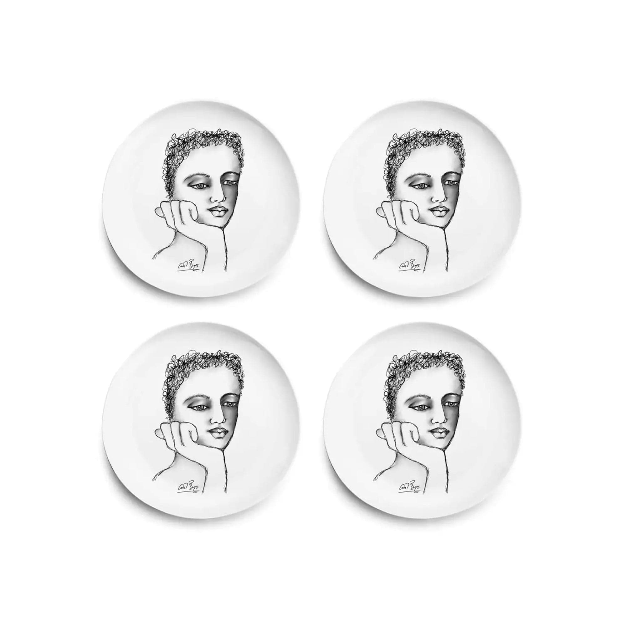Carrol Boyes 4 Piece Just a Thought Dinner Plate Set White
