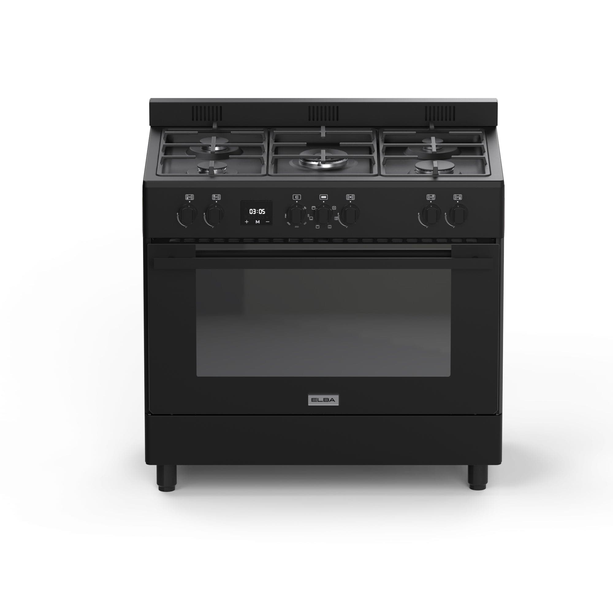 Elba 90cm 5 Burner Gas Stove With Electric Oven Matt Black + FREE TOTAI HEATER