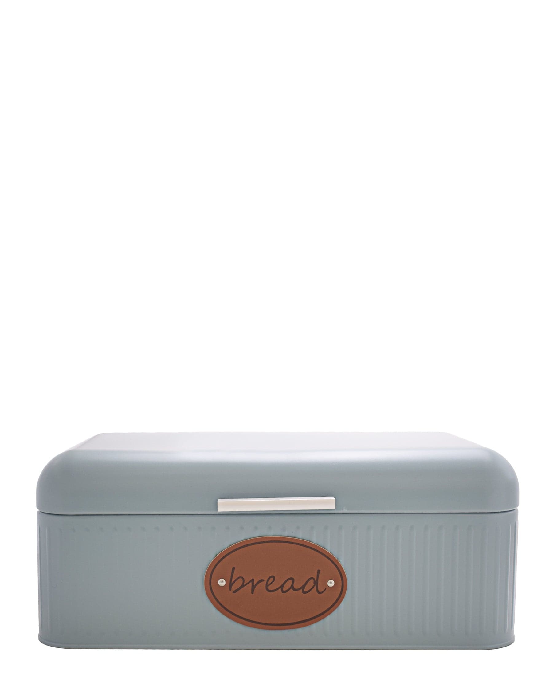 Aqua Bread Bin With Leather Strap - Blue/Grey