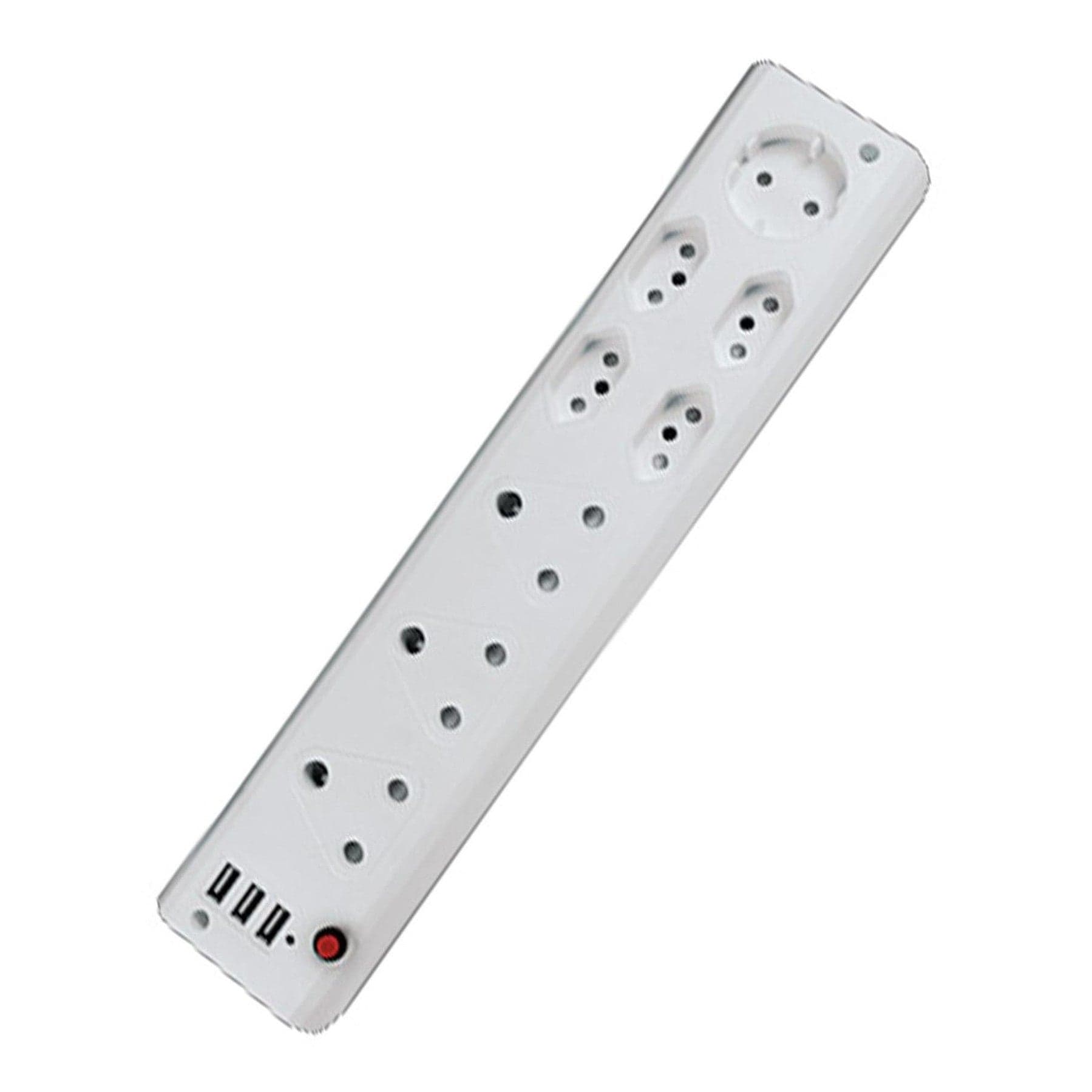 Multi Plug 8 Way + 2.1 USB Charging Ports - White