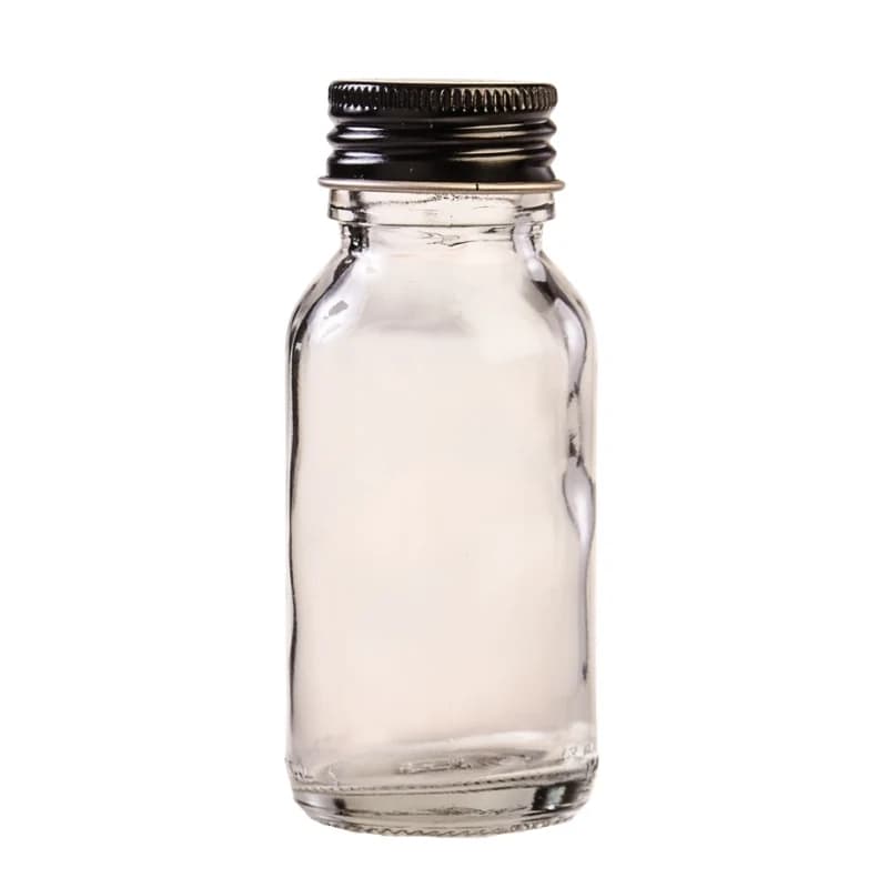 50ml Clear Glass Generic Bottle with Aluminium Screw Cap - Black (28/410)