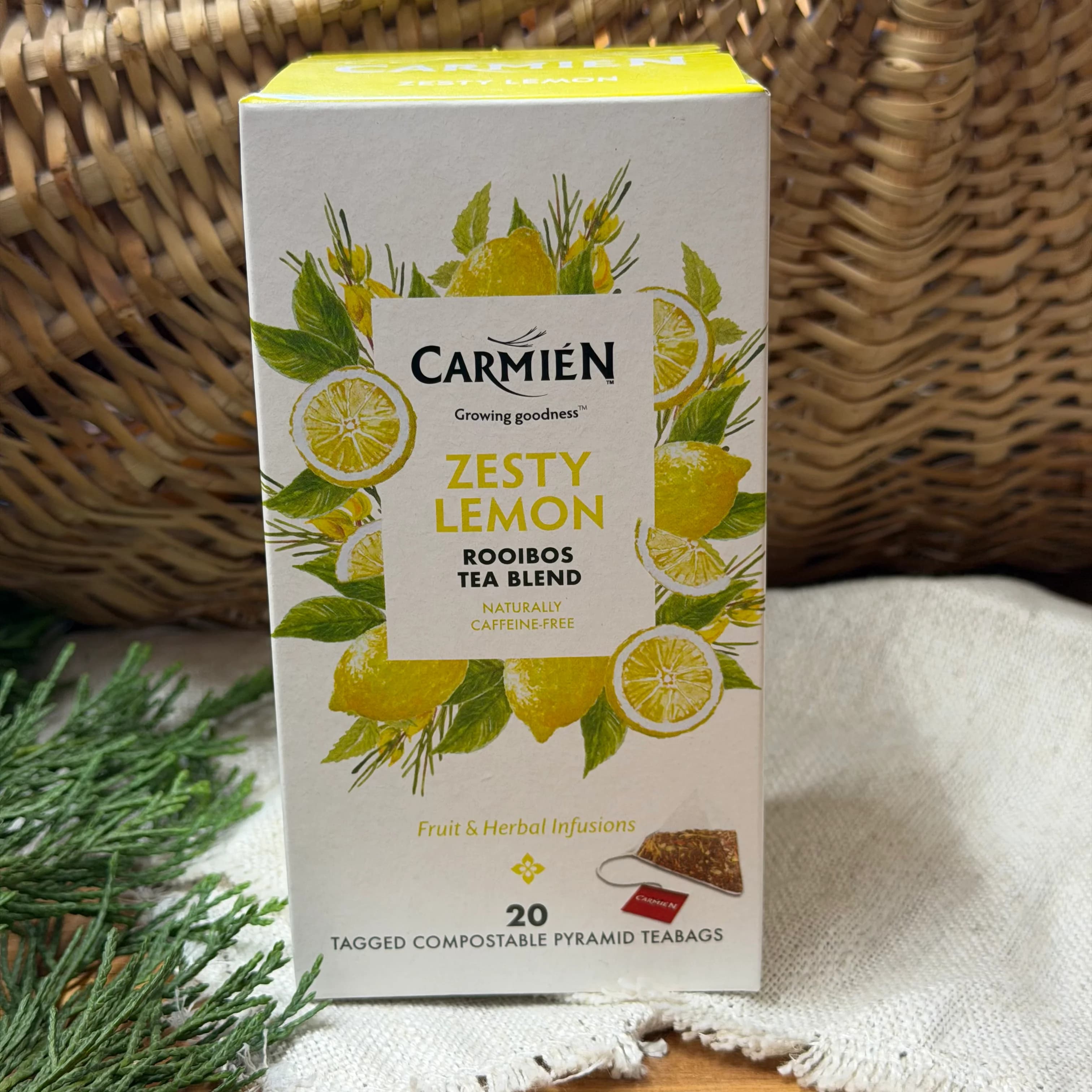 Carmien Zesty Lemon Rooibos Tea (20 tagged pyramid teabags)