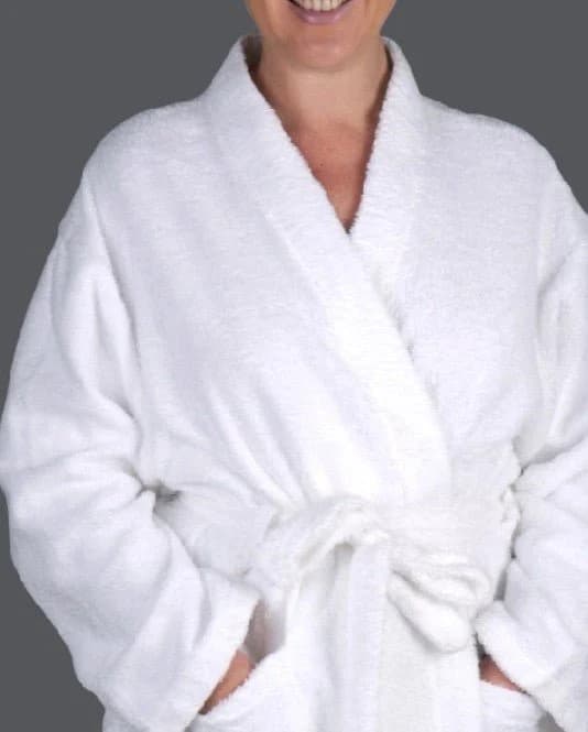 Club Classique 450gsm Unisex Collared and Kimono Towelling Bathrobes - White and Various Sizes