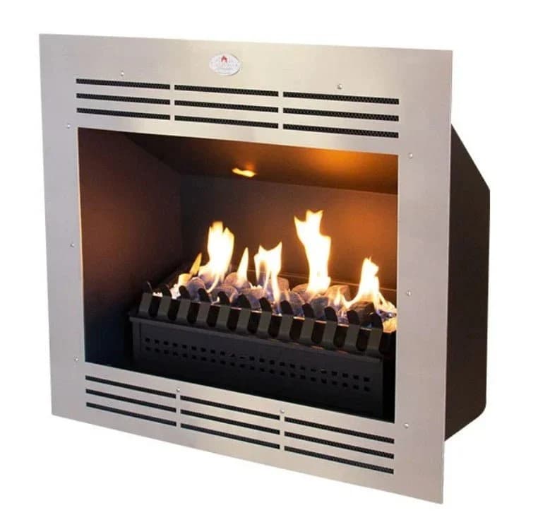 Home Fires Model 1090 Built-In Gas Fireplace with Stainless Steel Facia and Grate