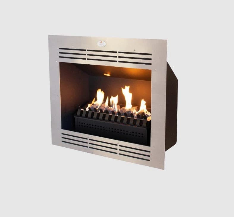 Home Fires Model 740 Built-In Gas Fireplace with Stainless Steel Facia & Coal Grate