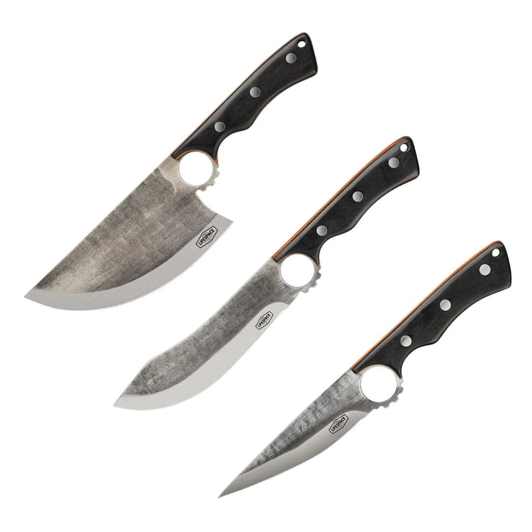 Lifespace 3-Piece Forged Butcher Knife Set — Cleaver, Butcher & Boning Knife with Sheaths