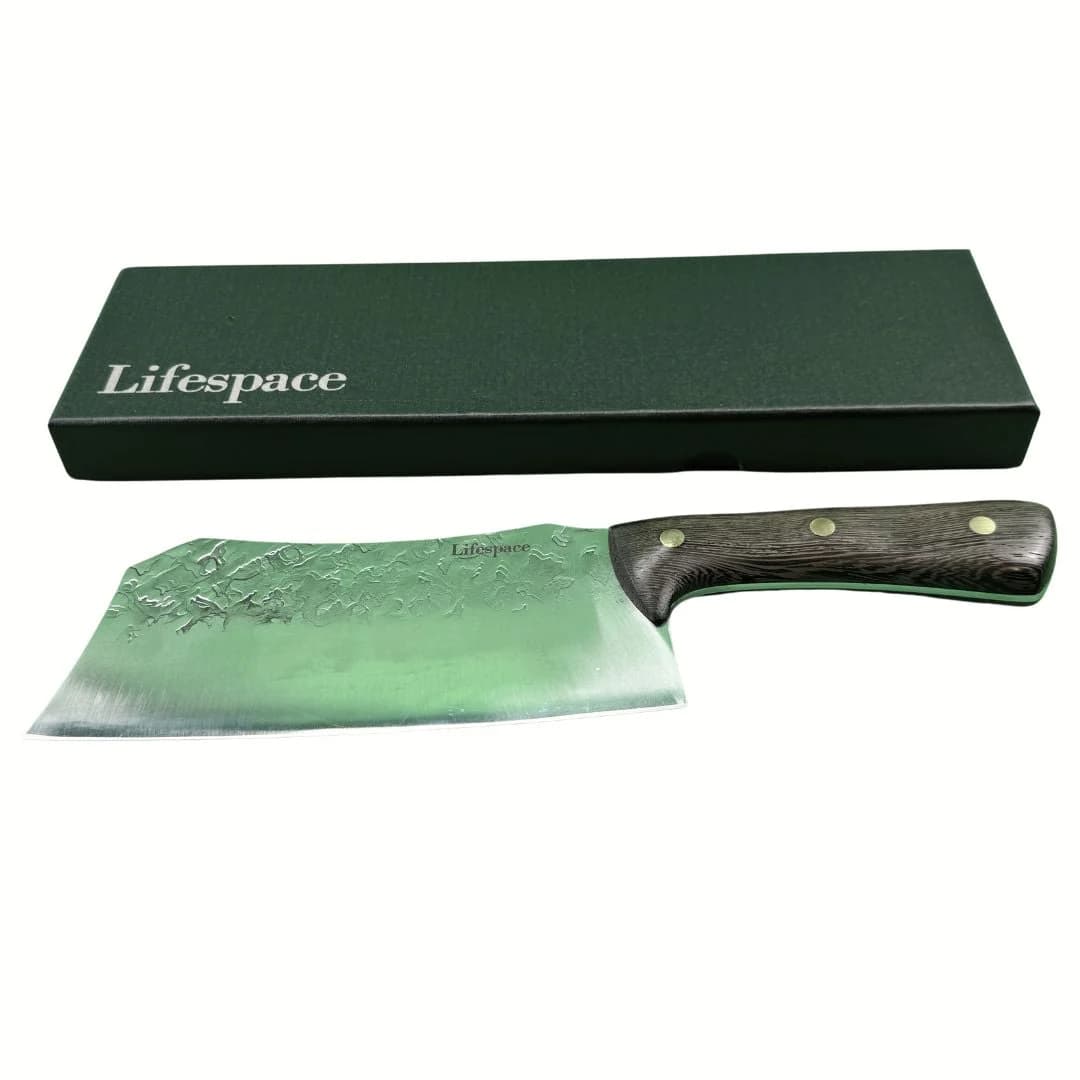 Lifespace 8" Chef Chopping Cleaver with 3 Rivets & Wood Handle