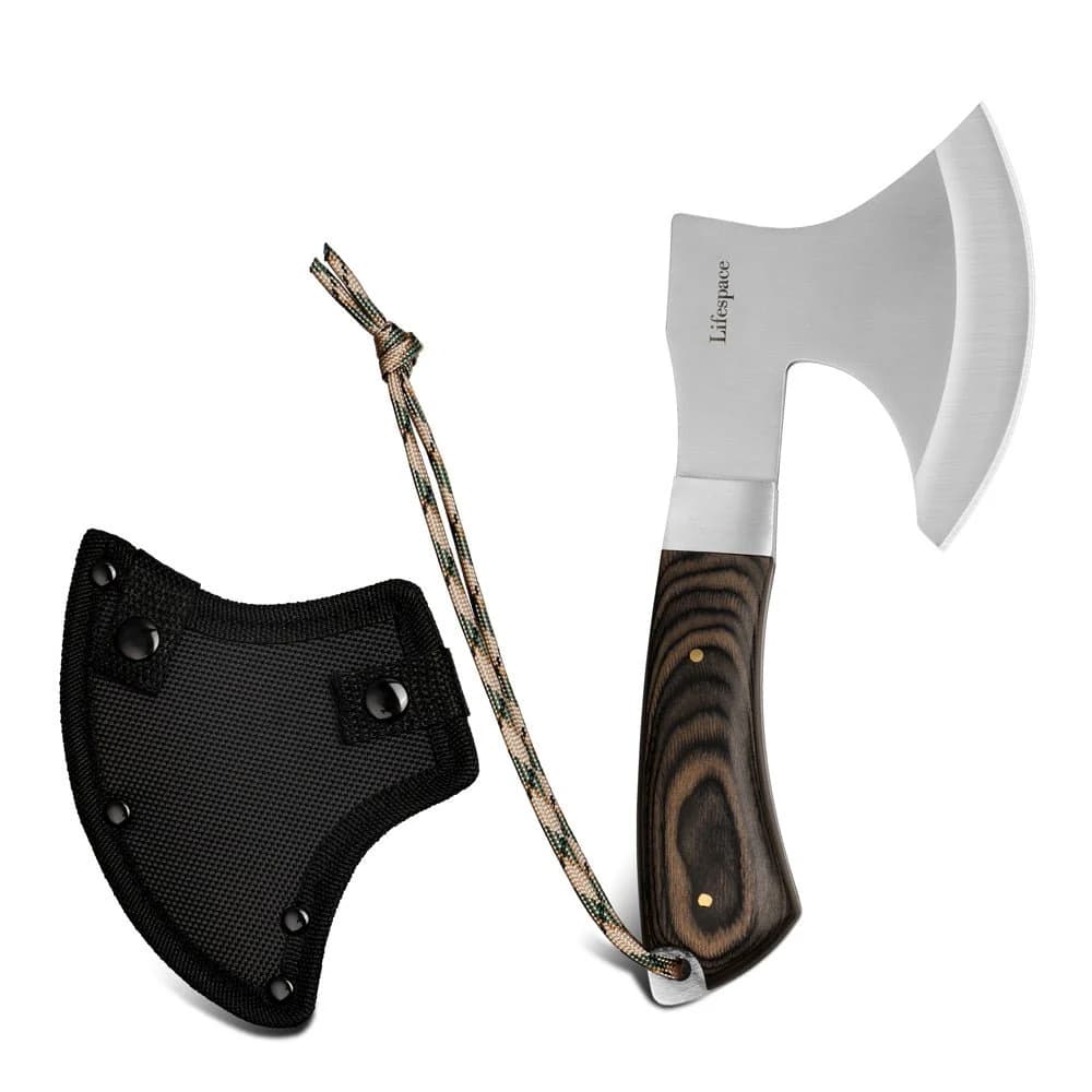 Lifespace 8" Multifunctional Braai Cleaver Axe with Sheath & Rope Lanyard