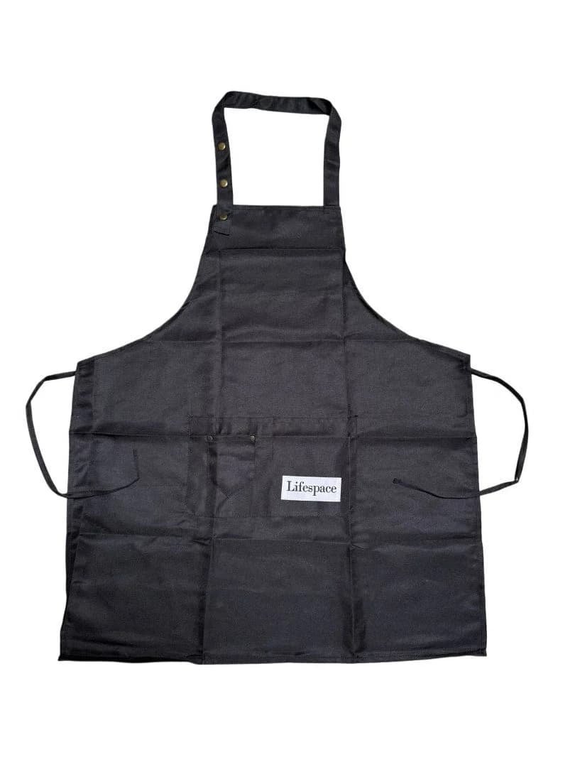 Lifespace Black Chef Apron With Adjustable Neck Strap
