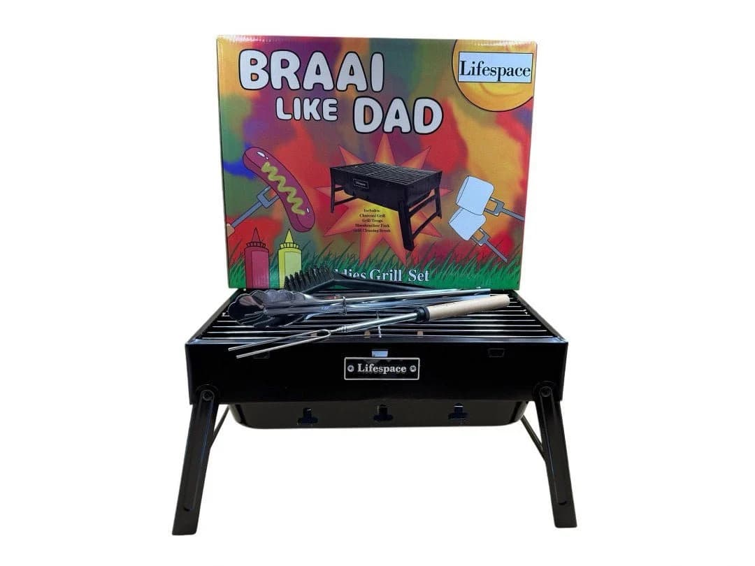 Lifespace 'Braai Like Dad' Kiddies Charcoal Grill with Accessories - Junior Grillmaster Adventure Kit