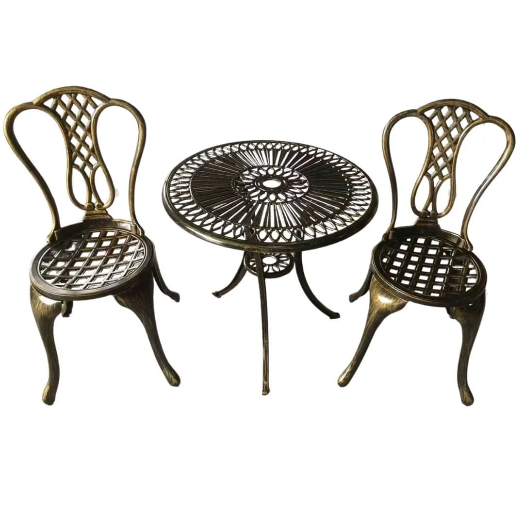 Lifespace Cast Aluminium 3pc Bistro Patio Garden Set with Curved Back (Bronze)