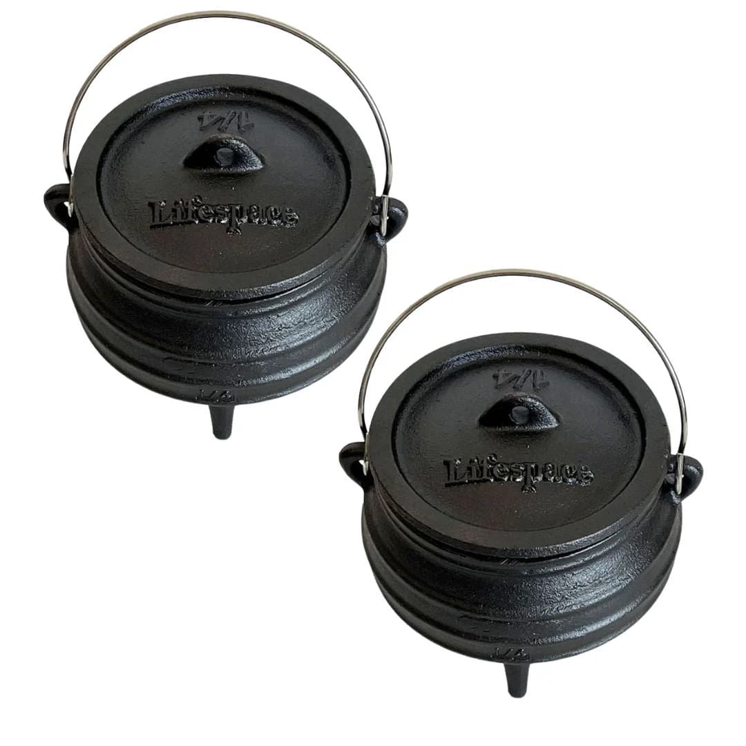 Lifespace Cast Iron No 1/4 Potjie Pot - 0.65lt (2-Pack)