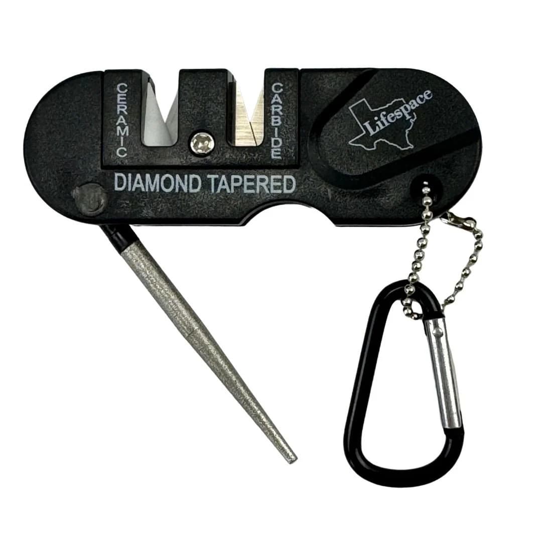 Lifespace Hand Held Mini Ceramic Carbide Knife Sharpener with Carabiner
