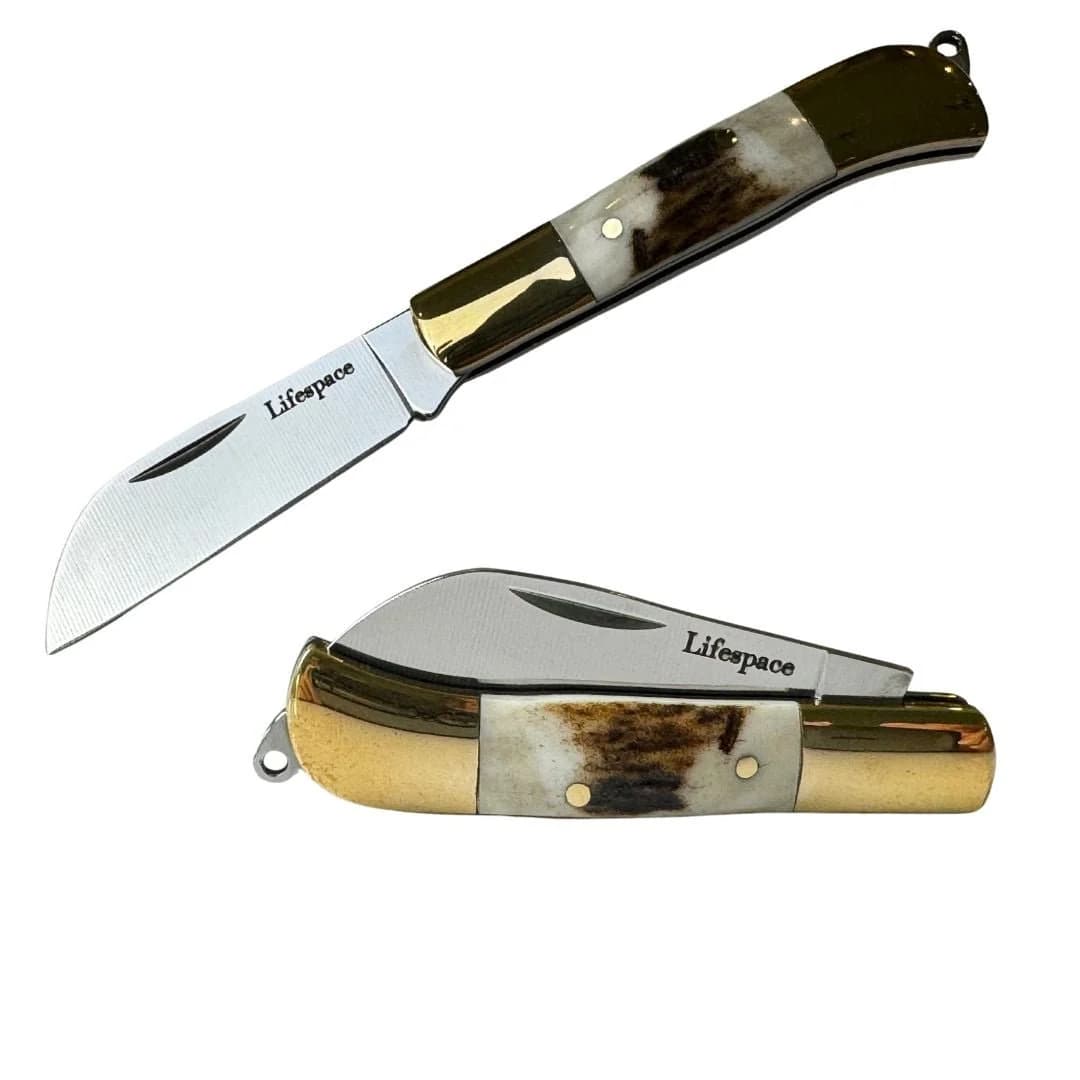 Lifespace Premium 'Hawkbill' Biltong Utility Knife with Stainless Steel Blade & Antler Handle