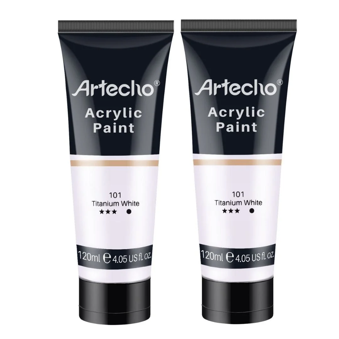 Artecho Titanium White 4.05oz - 120ml Acrylic Paint Tube - 2 pack