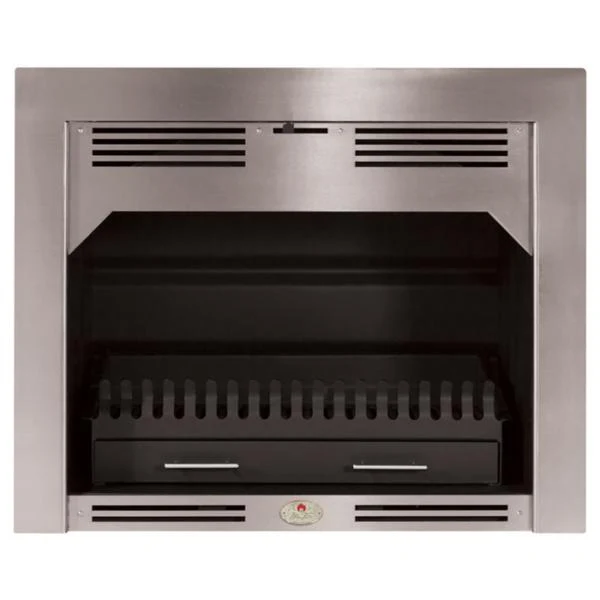 Home Fires Model 850 New Shape Built-in Fireplace with a Stainless Steel Fascia
