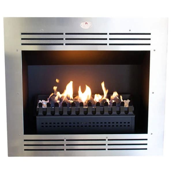Home Fires Model 940 Built-In Gas Fireplace with Stainless Steel Facia and Grate