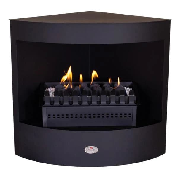 Home Fires 600 Panoramic Freestanding Corner Gas Fireplace with Grate
