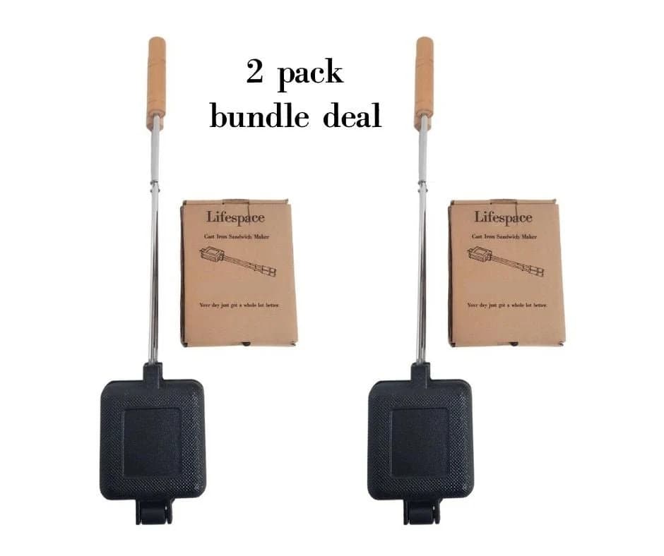 Lifespace Braai / Stove Top Cast Iron Toasted Sandwich & Pie Maker - 2 pack