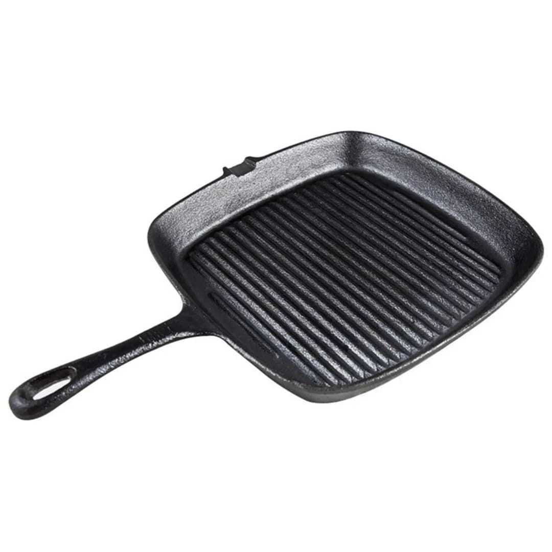 Lifespace Cast Iron Square Griddle Pan 24cm