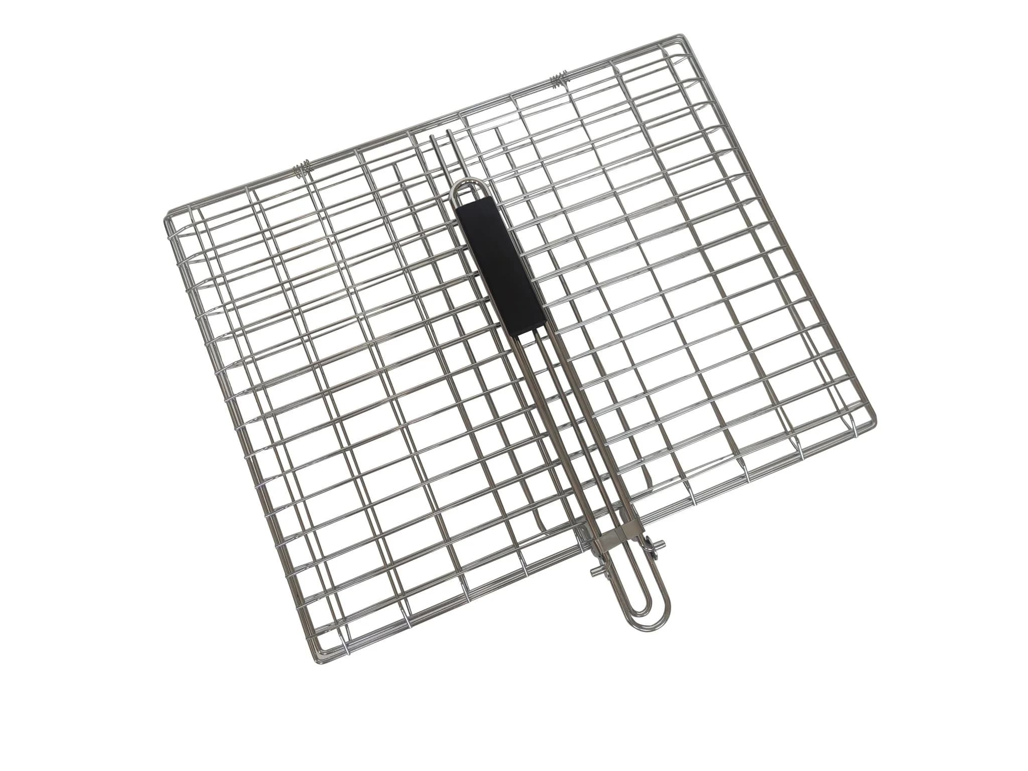 Lifespace Quality Large Braai Grid Basket with Folding Handle - Chrome