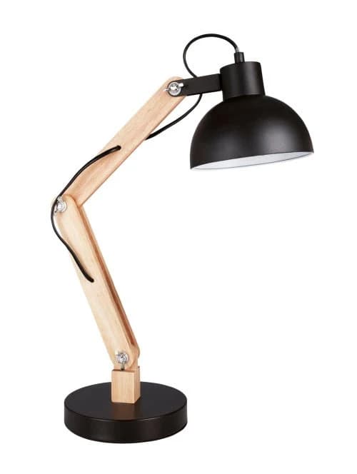 Metal And Wood Table Lamp with Metal Shade, Adjustable -1x60W ES
