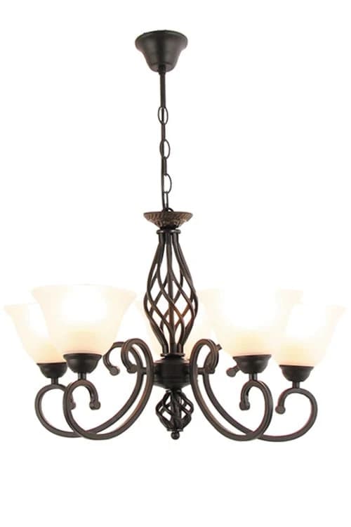 Metal Chandelier with Alabaster Glass - 5 Light