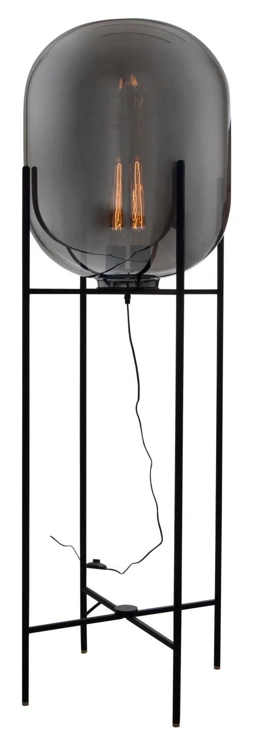 Metal Floor Lamp with Smoke Colour Glass