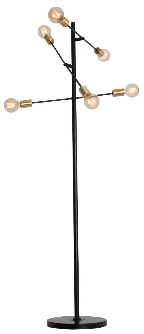 Metal Floor Standing Lamp On/Off Foot Switch - 6 x 40W/11 W ES (Not Incl) Height 1600mm Base 300mm