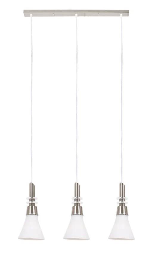 Pendant Satin Chrome with White Glass -3 Light