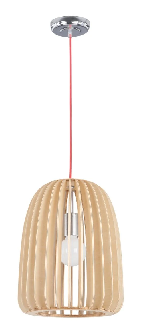 Polished Chrome Pendant with Wood