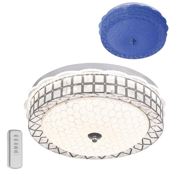 RGB Colour Changing Ceiling Fitting with Frosted Patterned Glass, Acrylic and Remote Control CF164 RGB