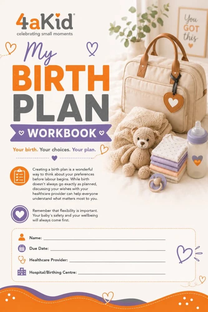 4aKid Birth Plan Workbook | Printable Birth Preferences Planner for Expectant Parents