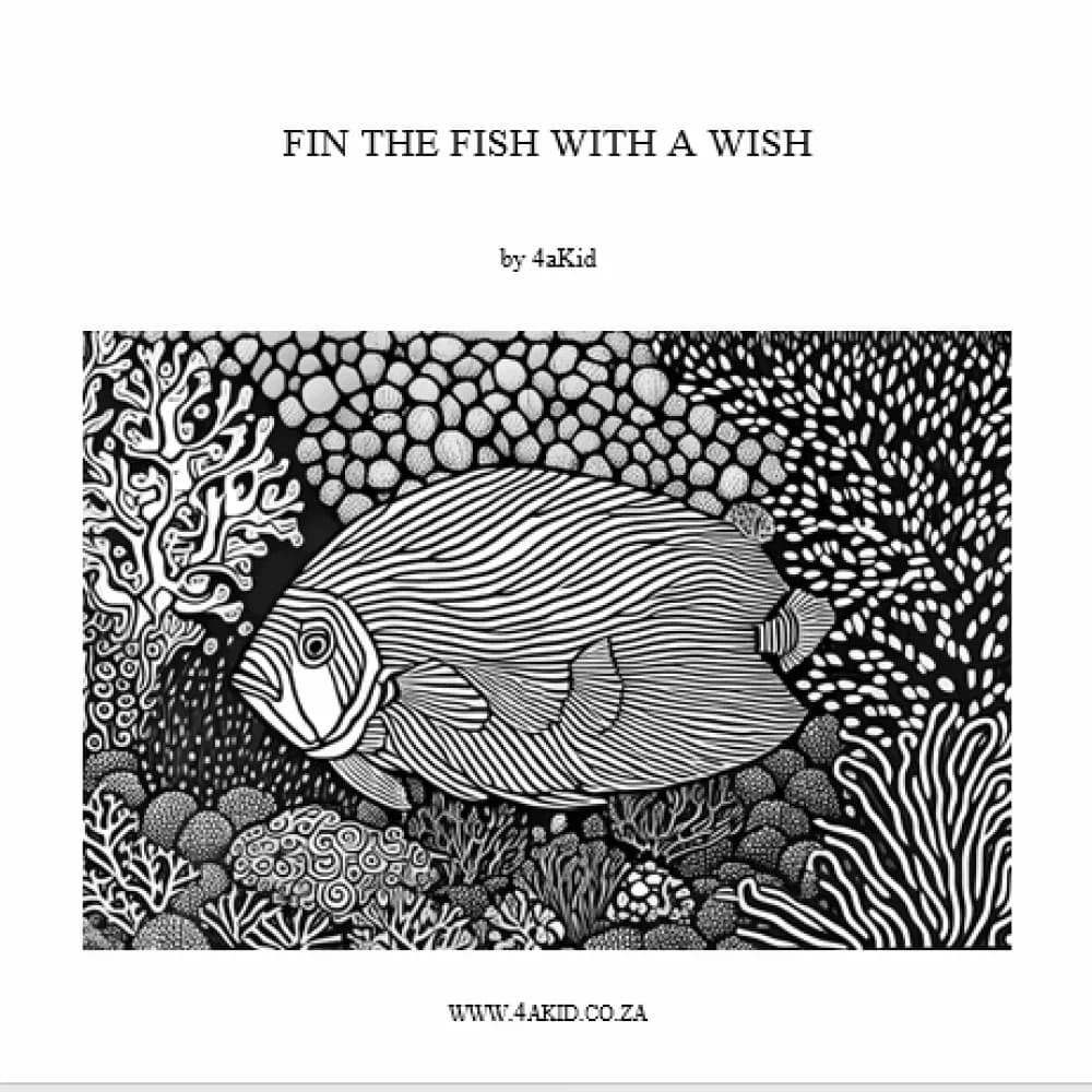 Fin the Fish with a Wish Colouring-In Book by 4aKid – Digital Download & Print