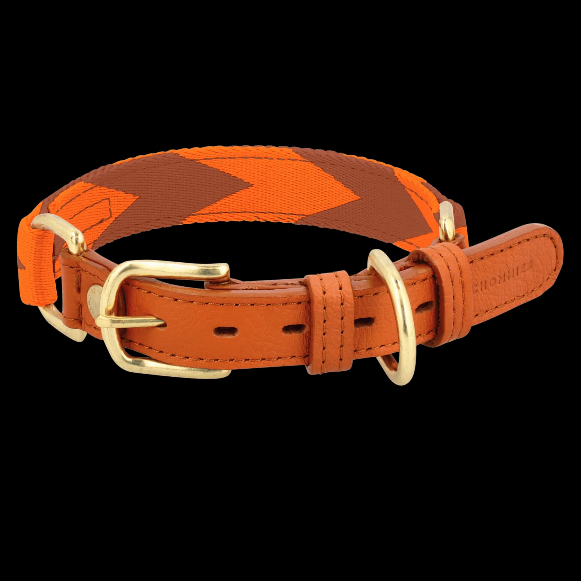 Adjustable Dog Collar | Orange & Cognac
