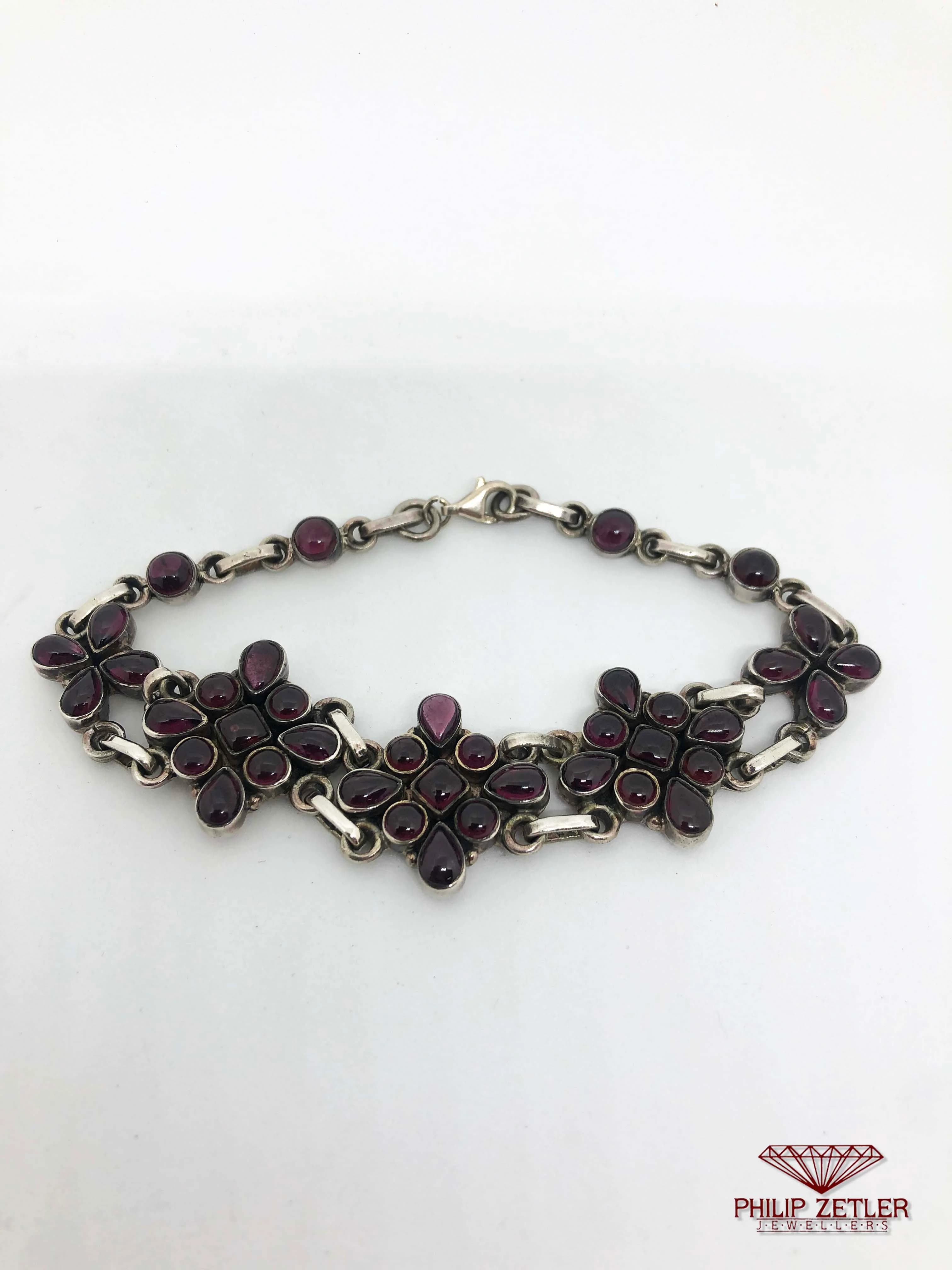 Garnet and Silver Bracelet