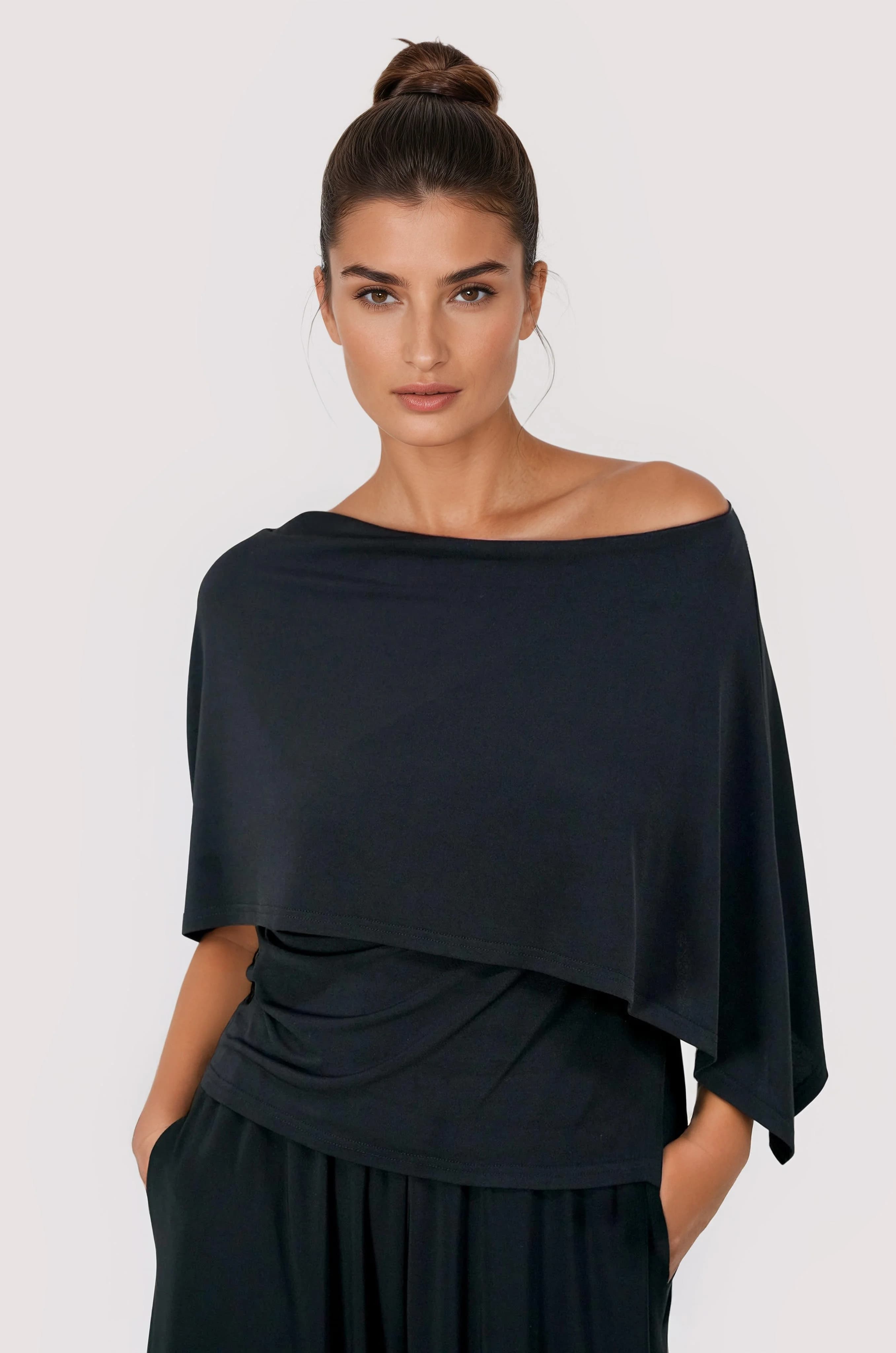 Black Bardot Top