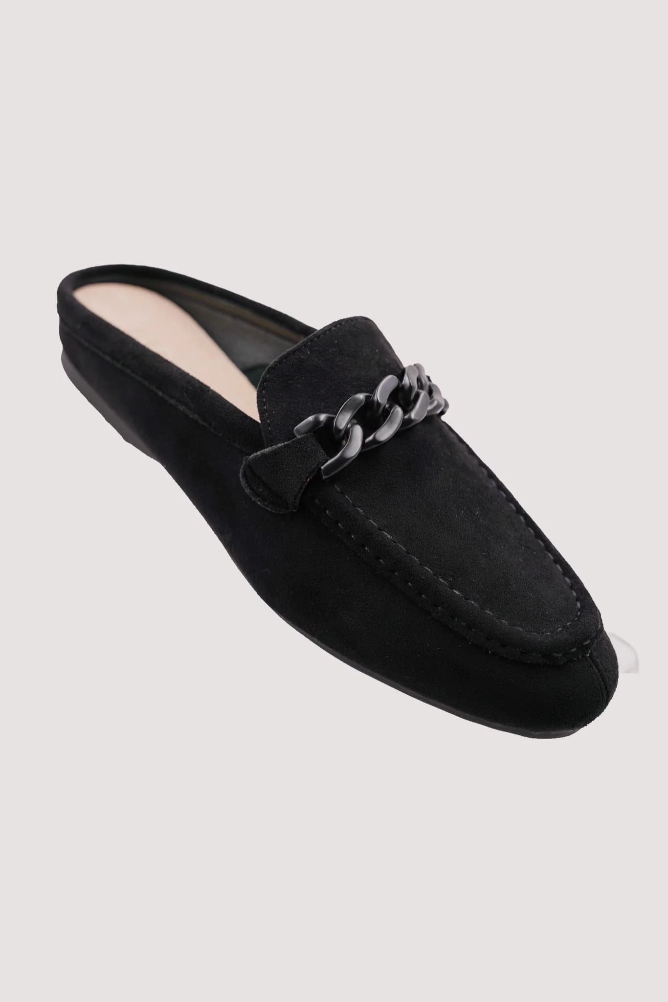 Black Buckle Slip Ons