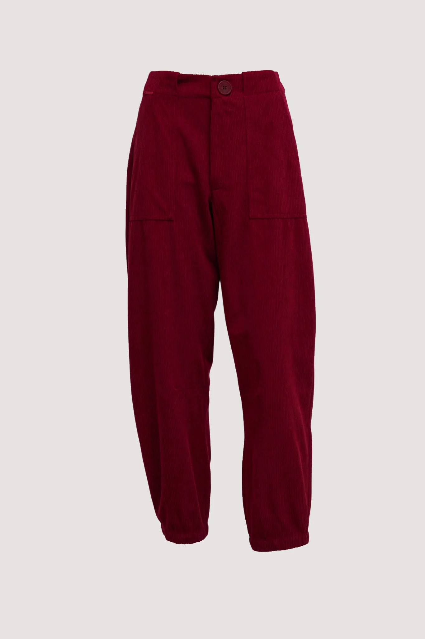 Red Corduroy Barrel Leg Pants