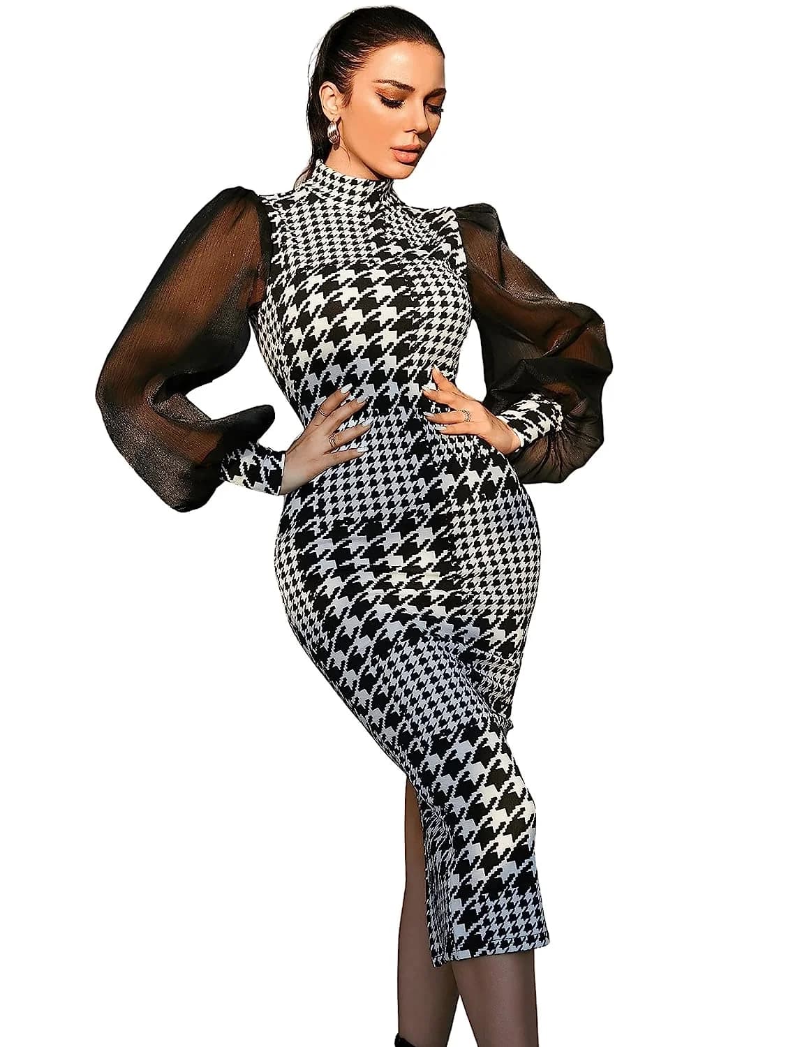 Houndstooth Pencil Dress