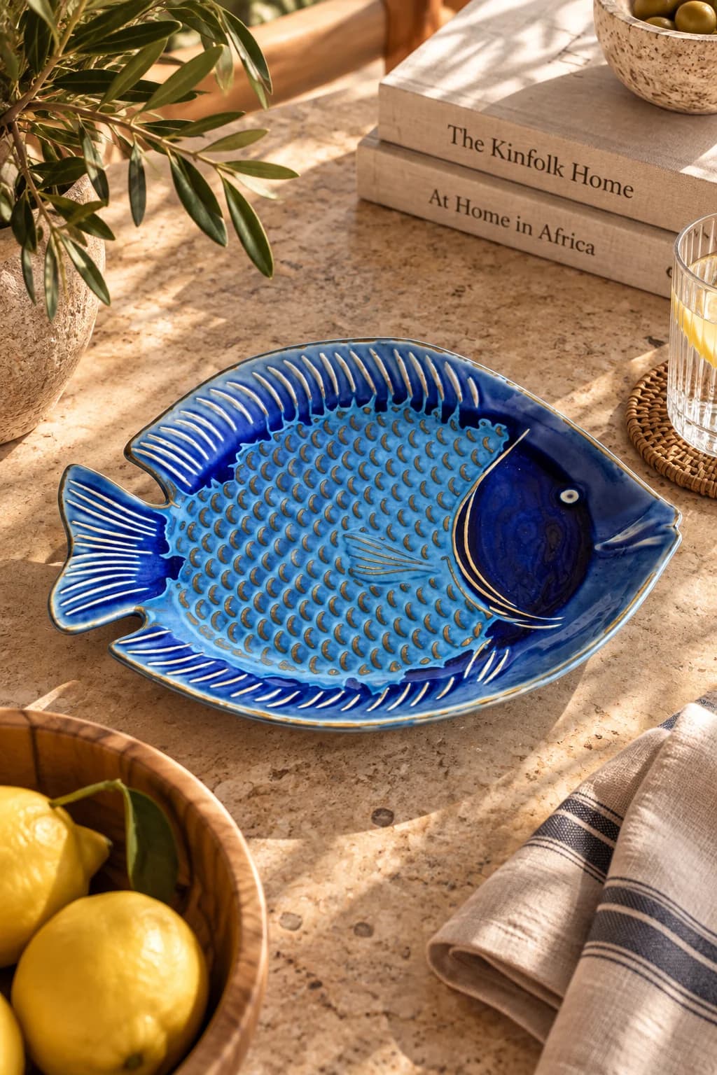 Blue Ceramic Fish Plate