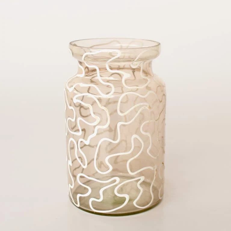 White Patterned Glass Vase