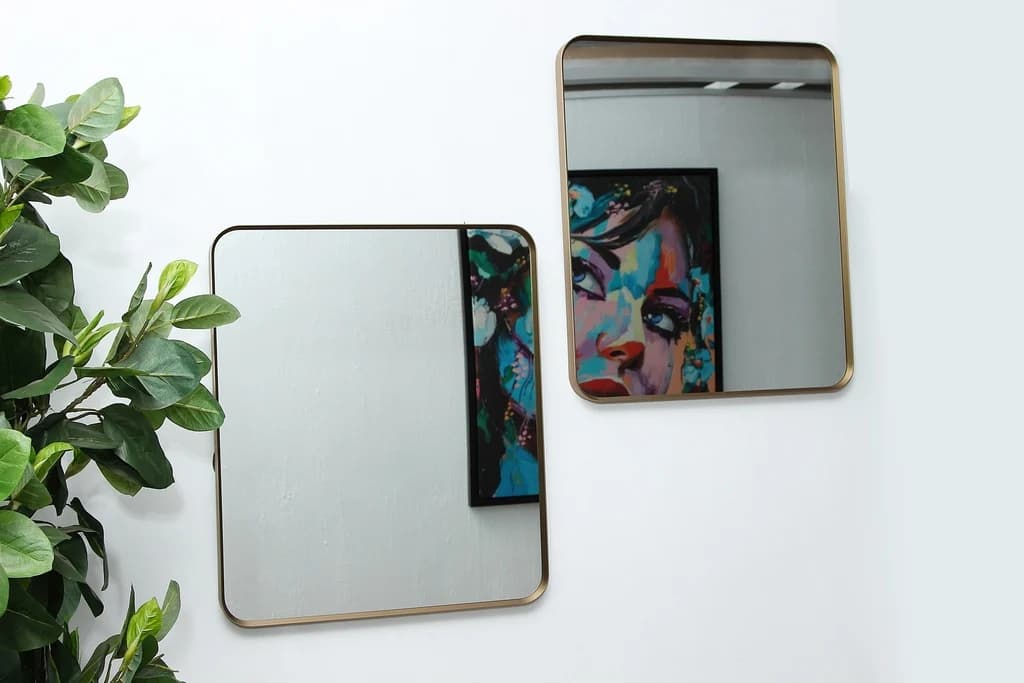 Rounded Rectangle Wall Mirror – Antique Gold Frame 600x700mm Modern Decorative Mirror
