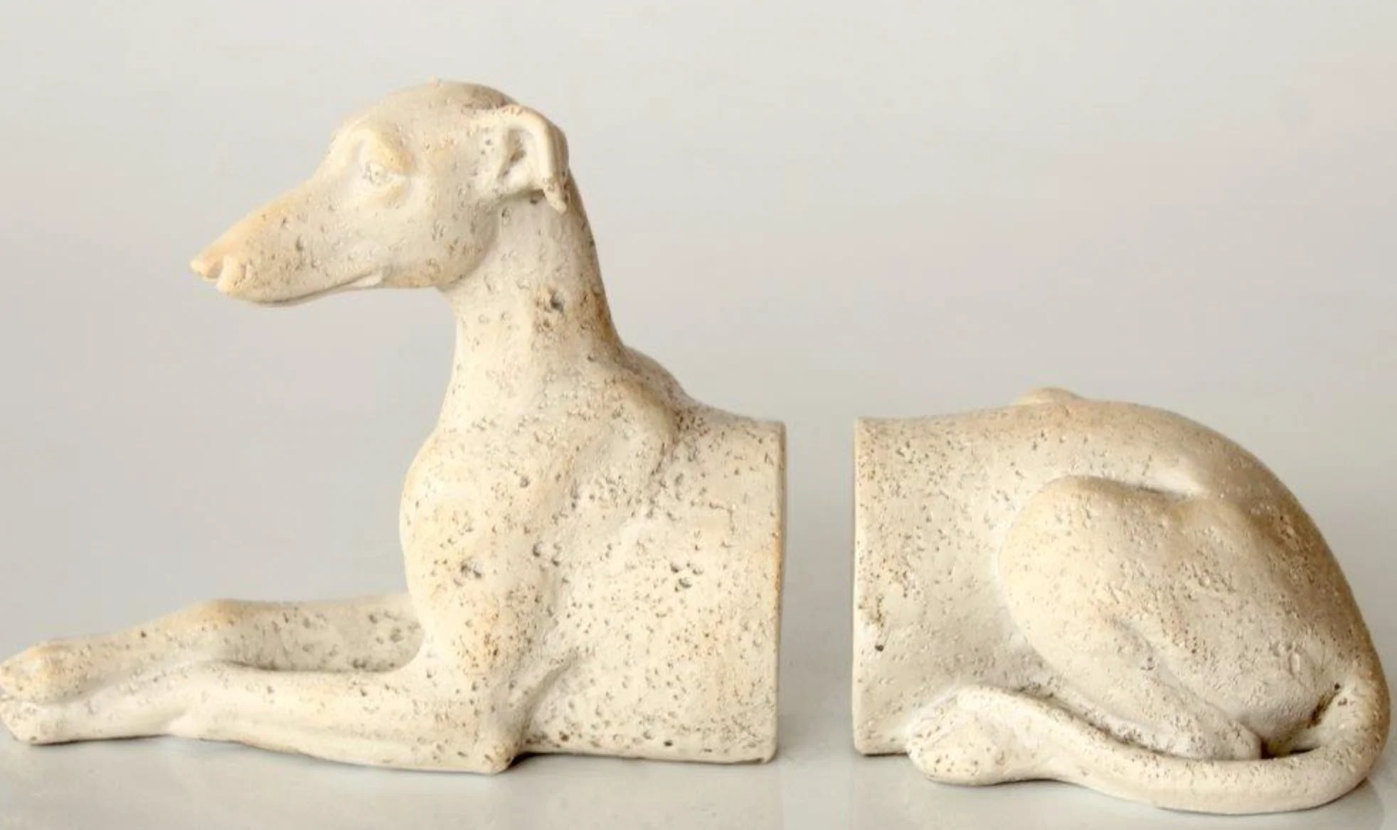 Off White Whippet Bookends